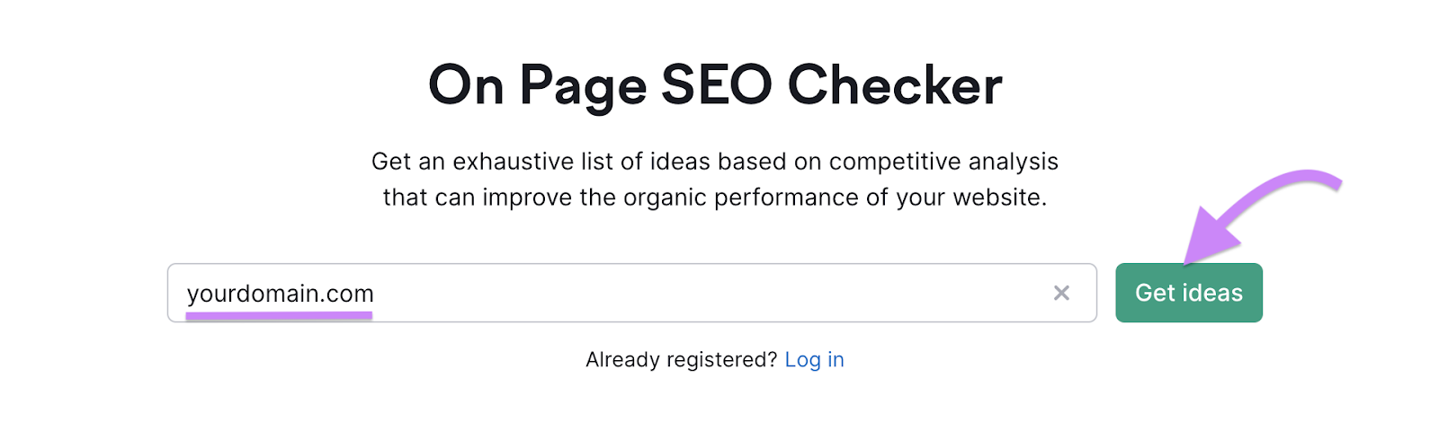 Barra de pesquisa do On Page SEO Checker