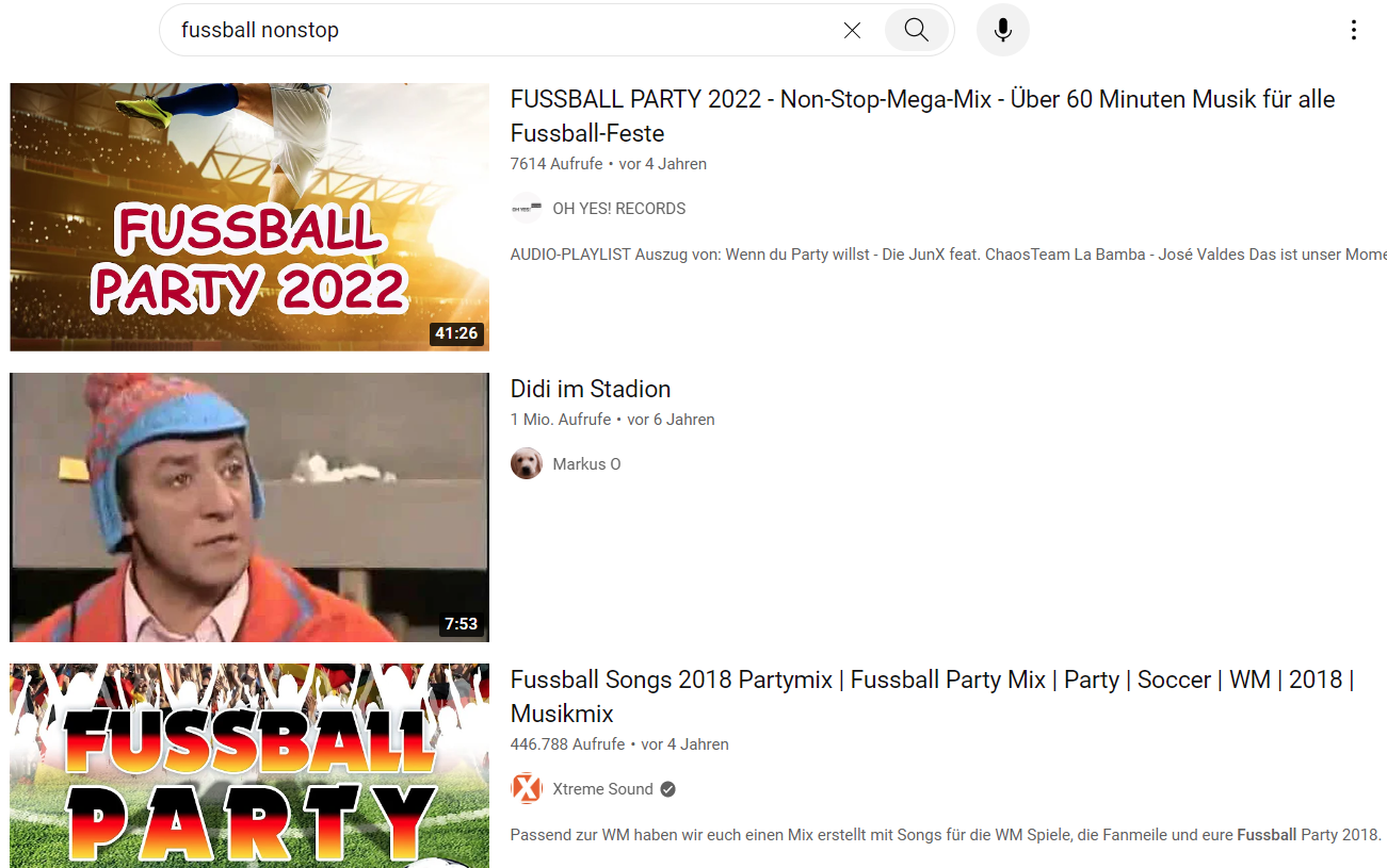 Screenshot: YouTube-Suche nach Namensidee