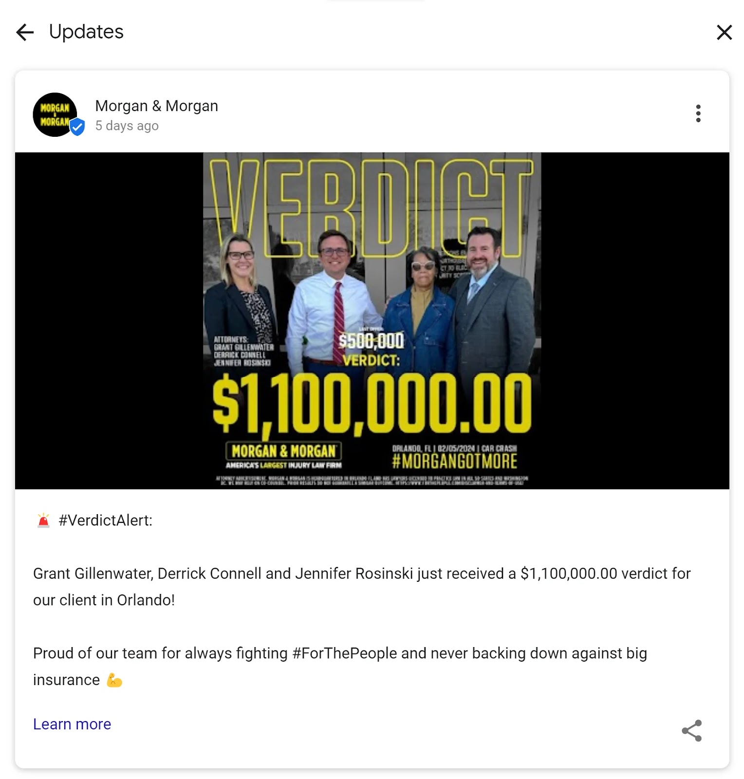 Morgan & Mise à jour de Morgan sur GBP annonçant une victoire au verdict