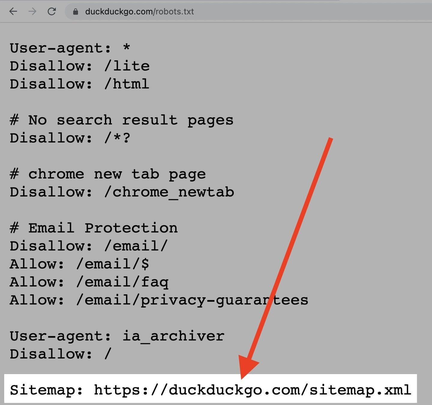 diretiva sitemap no arquivo robots.txt