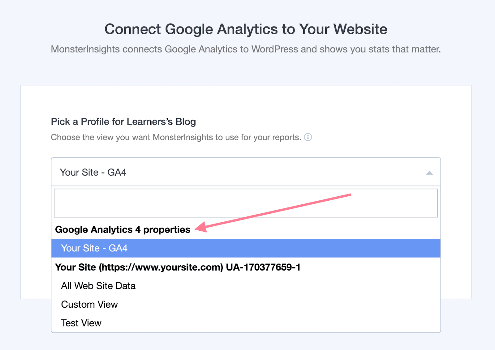 conectar sua conta do GA4