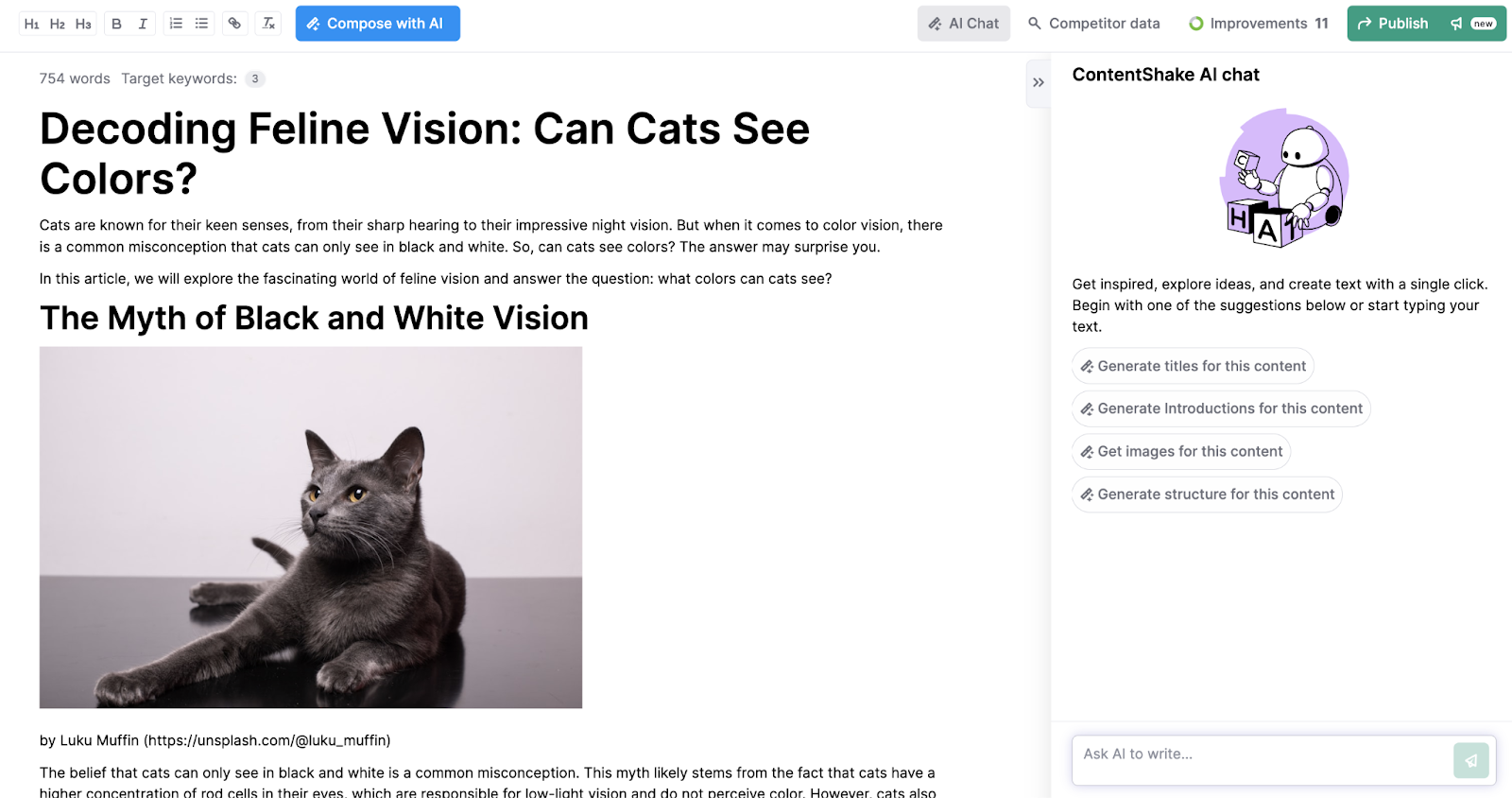 ContentShake AI : possibilité d'ajouter des images