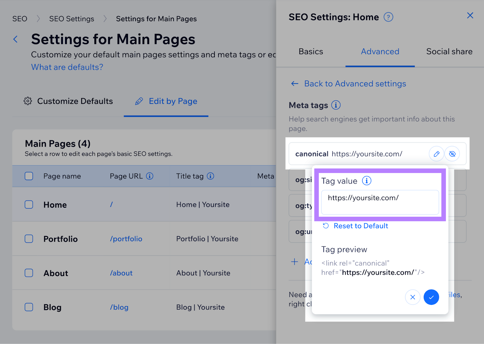 campo “canonical” destacado