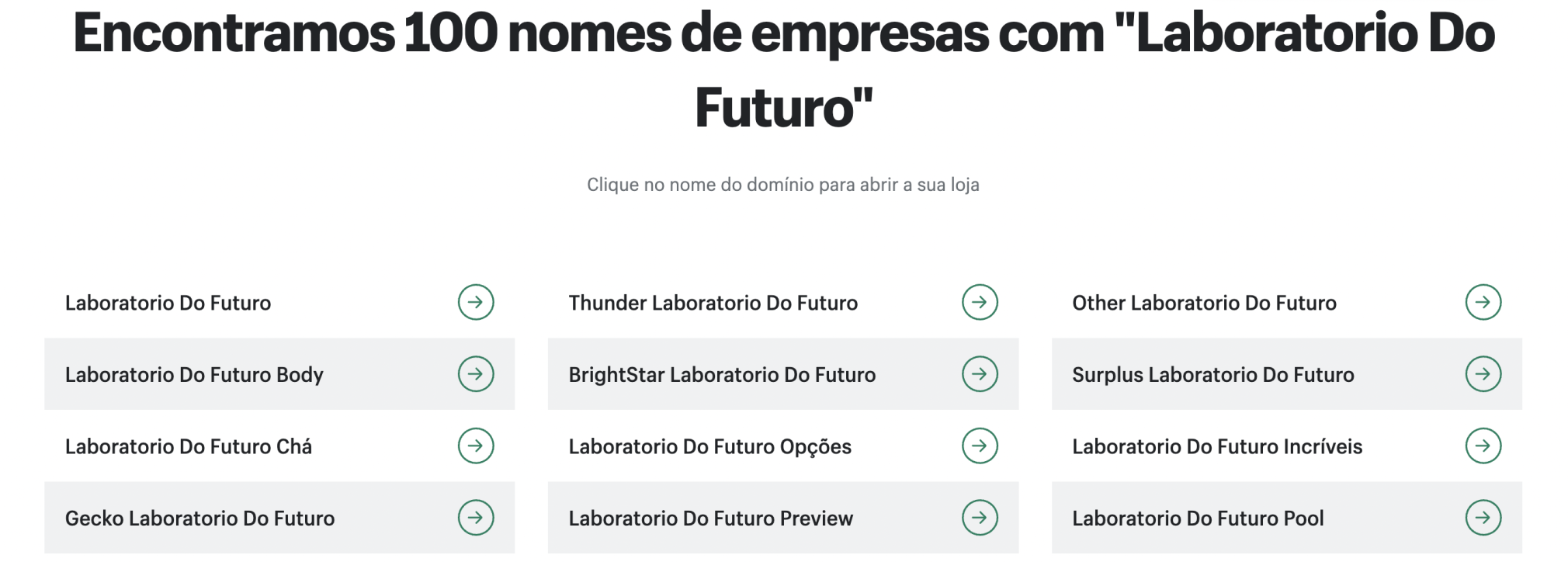 Gerador de nomes para empresas da Shopify