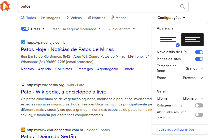 resultados de pesquisa no duckduckgo