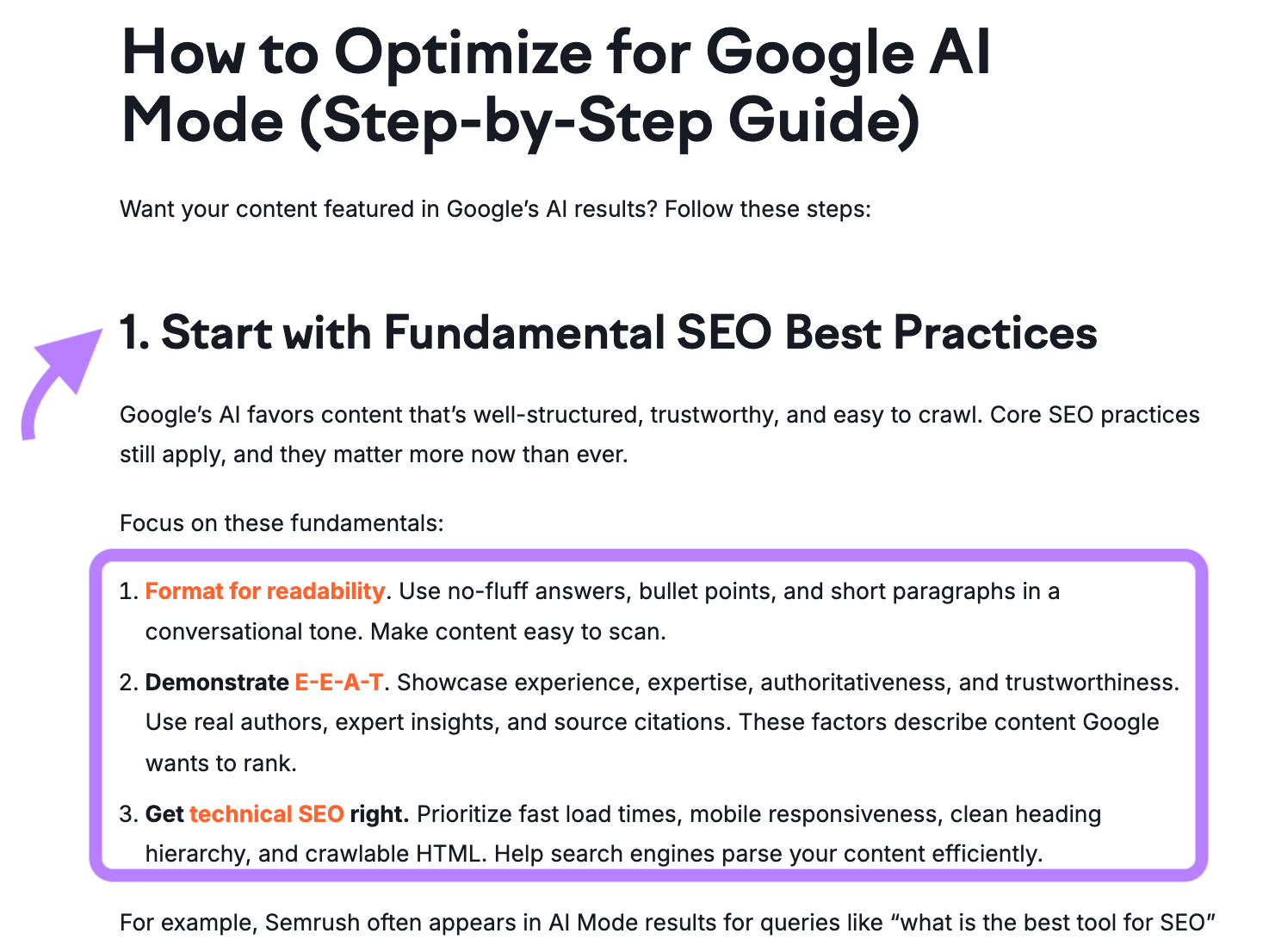 Exemple de structuration de contenu pour les LLM