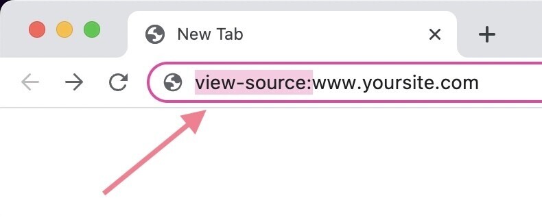 "view-source:" inscrit à gauche de l'URL